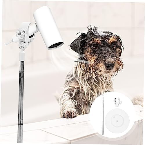 Pet Hair Dryer Hands Free Dryer Holder Pet Hair Blower Stand Shelf Bracket Hair Dryer Stand Holder Rotating Stand Floor Stand Cat White Plastic with Hood Water Blower - Image 2