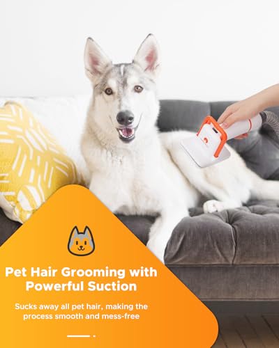 Pet Vacuum Attachment for Dogs Grooming, 2-in-1 Dog Brush Vacuum Attachment for Shedding, Compatible with Shark, Dyson, Miele, Shop Vac and Most Vacuum Cleaners, Interface Diameter 1.35”-1.85“ - Image 4