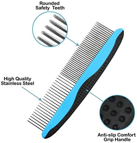 Pets First 2 Pack Dog Comb Small & Large PET Comb for Small & Large Breeds & Areas. Premium Anti-Slip Comfort Grip Ergonomic Handle for Your Dog & Cat with Durable Stainless-Steel - Image 2