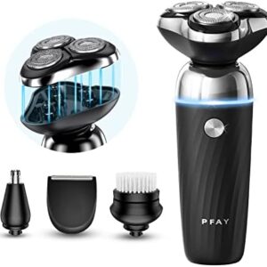 PFAY Electric Razor for Men with Detachable Head, Waterproof, Rechargeable, Fast Charging, Includes Trimmer