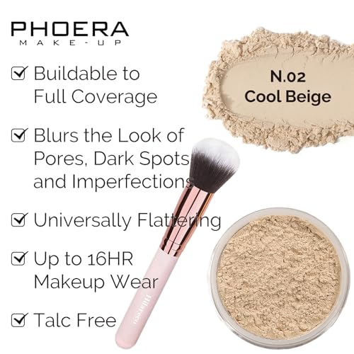 PHOERA 5-Piece Full Coverage Foundation Set with CC Cream, Primer, Powder, and Kabuki Brushes - Image 3
