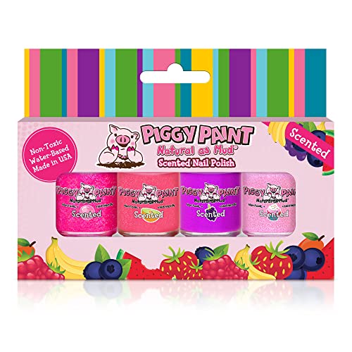Piggy Paint 4 Pack Non-Toxic Girls Nail Polish Kit Safe Vegan 10 Free