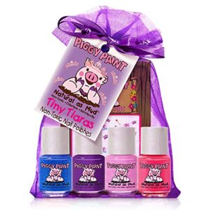 Piggy Paint Non-Toxic Girls Nail Polish Set 4 Colors with Nail Art Accessories