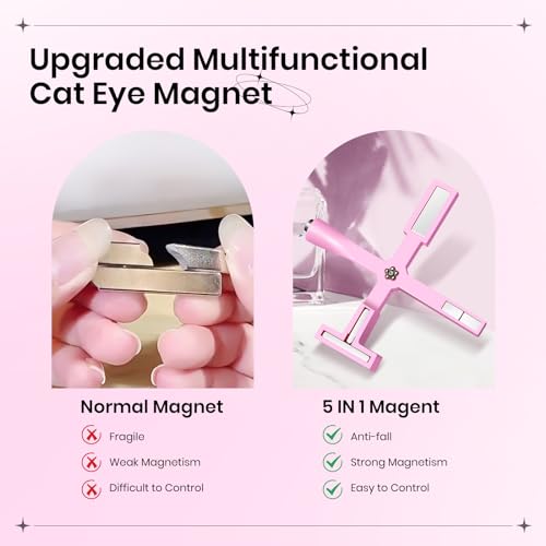 5-in-1 Pink Cat Eye Gel Polish Nail Magnet Tool with Strong Magnetism for DIY Manicure - Image 6