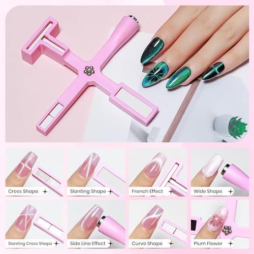 5-in-1 Pink Cat Eye Gel Polish Nail Magnet Tool with Strong Magnetism for DIY Manicure - Image 5