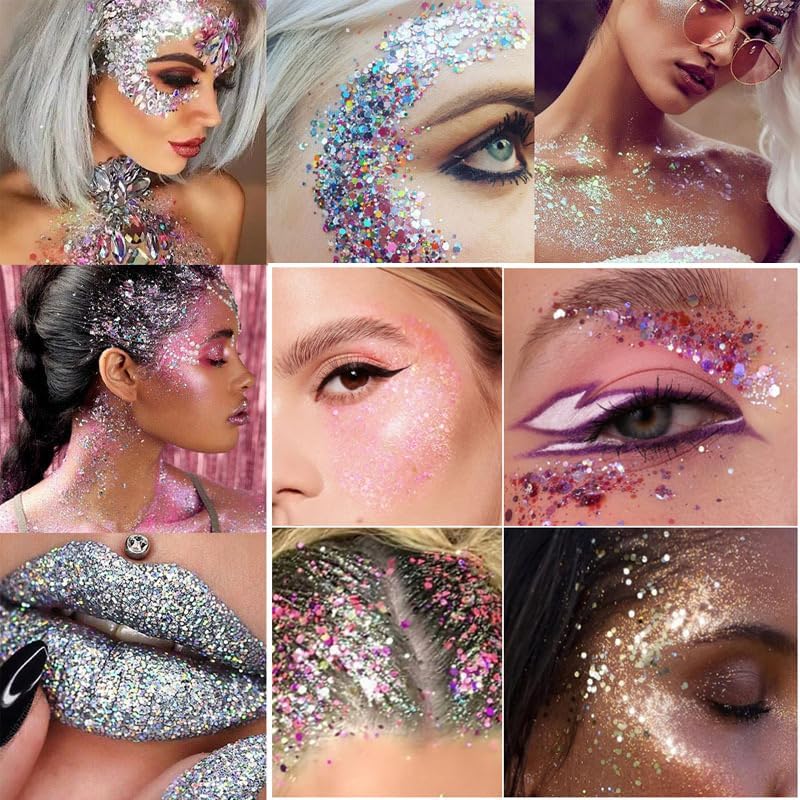 Pink Body Glitter Stick,Holographic Sequins Paint Sparkling Face Glitter for Women Face/Body/Hair/Eyes/Lip Glitter Makeup. - Image 7