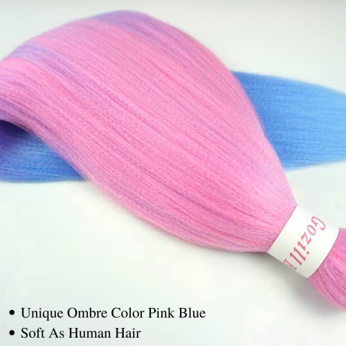 Pink Braiding Hair Pre Stretched Blue Ombre Kanekalon Braiding Hair Box Braids Hair Extensions 26 inch - Image 5