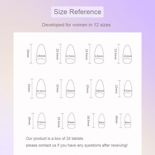 Pink Heart Press on Nails Medium Almond Stiletto,IFMOPETY Acrylic False Nails Set Reusable Fake Nails Almond Nails Press on False Nails for Women 24PCS-12 Sizes - Image 6