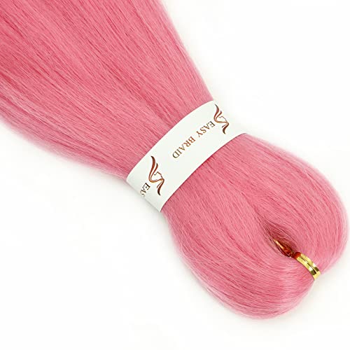Pink Pre Stretched Braiding Hair 26 Inch 3 Packs Synthetic Crochet Braids Hair Professional Soft Yaki Texture Hot Water Setting Braiding Hair Extensions - Image 4