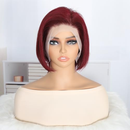 Pixie Cut Wig Human Hair 99j Burgundy Lace Front Wigs Human Hair 13x4 Red Lace Front Wigs Human Hair Pre Plucked Short Wigs For Black Women Bob Wig 8inch