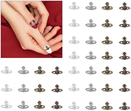 Planet Nail Charms 3D Nail Rhinestones with Saturn Shape Planet Nail Art Charms Crystal Nail Ornament Gems Planet Nail Rhinestones Diamond Crystals Jewelry Nail Studs for DIY Nail Art Decoration