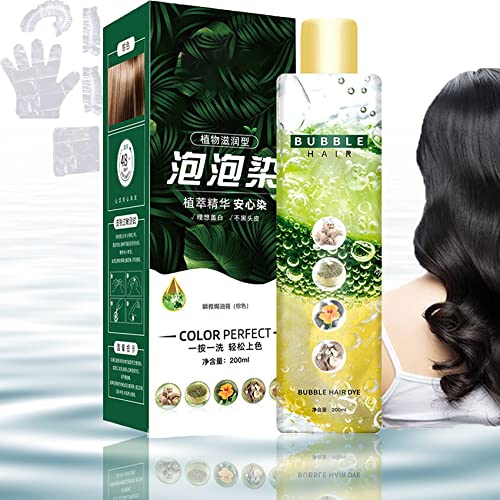 Plant Bubble Hair Dye Shampoo, Instant Natural Hair Color Cream for Women and Men, 200ml
