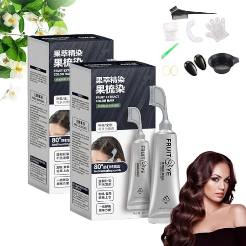 Plant Essence Chestnut Brown Hair Color Cream with Fruit Dyeing Comb 100ml