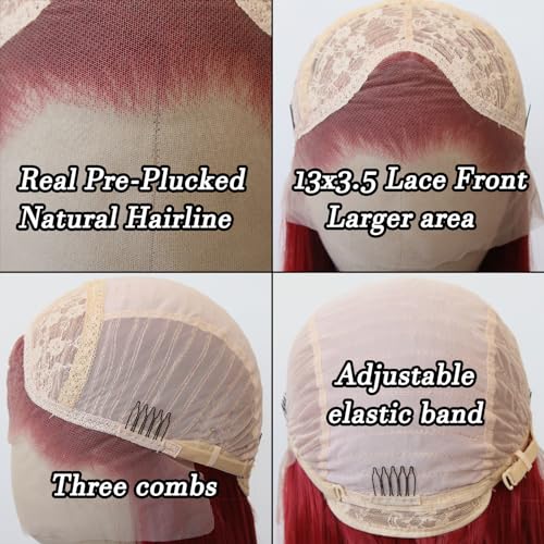 Platinum Blonde Synthetic Lace Front Wig Long Straight Lace Front Synthetic Wig Pre Plucked Natural Hairline Glueless Heat Resistant Fiber Hair Wig for Fashion Women (Platinum Blonde) - Image 6