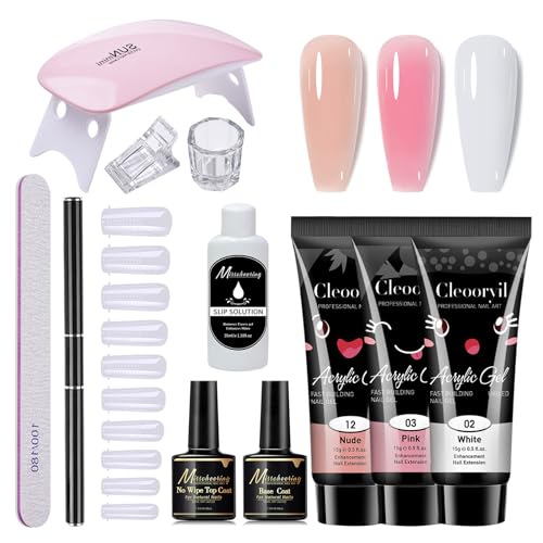 Poly Nail Extension Gel Kit, 12pcs Professional Gel Builder With UV Light DIY Gifts, Nail Thickening Solution Manicure Nail Extension Glue Professional Nail Art All In Onne Startter Kit
