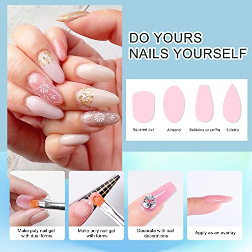 Poly Nail Gel Kit-8 Colors PoIy Extension Gel Set for Nail Thickening Solution Temperature Color Changing Poly Gel Nail Set Rainbow Colors French Manicure DIY Design - Image 4