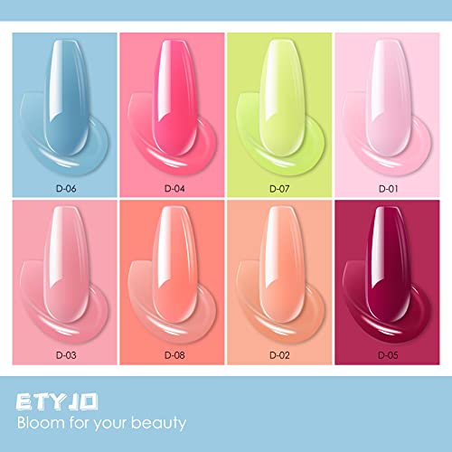 Poly Nail Gel Kit-8 Colors PoIy Extension Gel Set for Nail Thickening Solution Temperature Color Changing Poly Gel Nail Set Rainbow Colors French Manicure DIY Design - Image 2