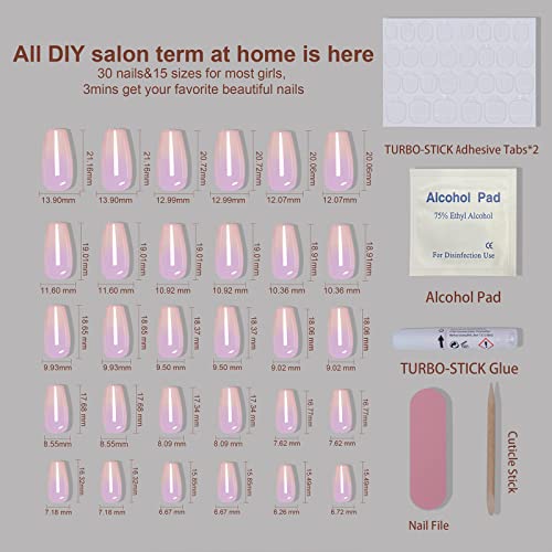 Polychrome Medium Long Coffin Ballerina Air Press On Nails 30 Piece Set Reusable with Glue - Image 7