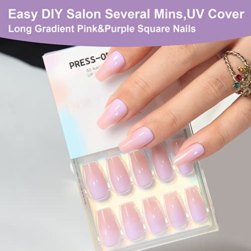 Polychrome Medium Long Coffin Ballerina Air Press On Nails 30 Piece Set Reusable with Glue - Image 6