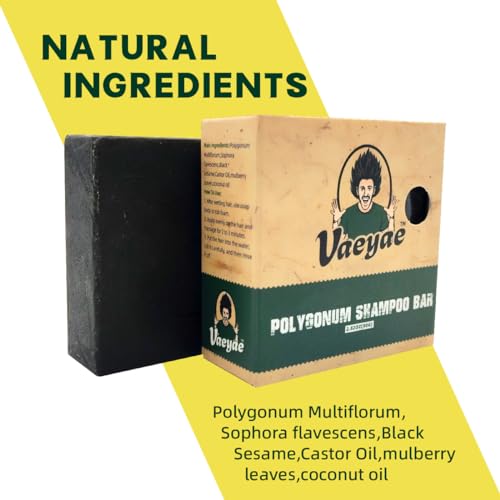 Polygonum Multiflorum Solid Shampoo Bar For Thinning Hair Darking, Organic He Shou Wu Gray Hair Loss Reverse Products, Plant Conditioner Soap For Men & Women 2pcs - Image 4
