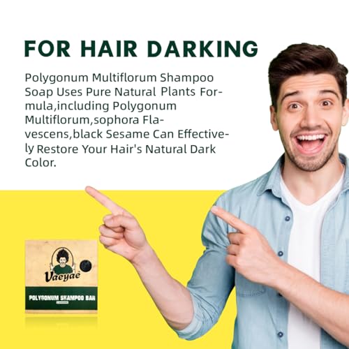 Polygonum Multiflorum Solid Shampoo Bar For Thinning Hair Darking, Organic He Shou Wu Gray Hair Loss Reverse Products, Plant Conditioner Soap For Men & Women 2pcs - Image 2