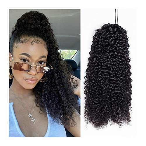 Ponytail Extension Brazilian Human Hair Ponytail Kinky Curly Drawstring Ponytail Hair Extensions Brazilian Remy Hair Clip In Curly Ponytail Hairpieces for Black Women Curly Drawstring Ponytail (Color