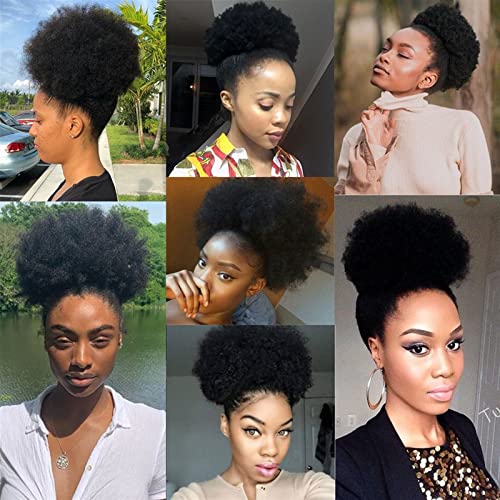 Ponytail Extension Human Hair Ponytail Afro Kinky Curly Drawstring Ponytail 6" 8" 10" Brazilian Virgin Remy Hair Drawstring Afro Puff Pony Tail Clip In Hair Extensions Curly Drawstring Ponytail (Colo - Image 5