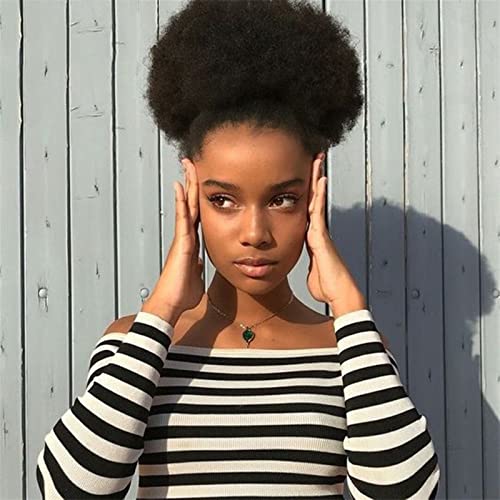Ponytail Extension Human Hair Ponytail Afro Kinky Curly Drawstring Ponytail 6" 8" 10" Brazilian Virgin Remy Hair Drawstring Afro Puff Pony Tail Clip In Hair Extensions Curly Drawstring Ponytail (Colo - Image 4