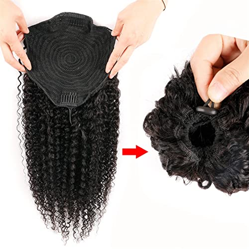 Ponytail Extension Kinky Curly Drawstring Ponytail Remy Human Hair 12-26 Inch Long Brazilian Cury Ponytail Clip In Extensions 100g/150g For Women Fake Hair (Color : Kinky Curly, Size : 20Inch 100g) - Image 2