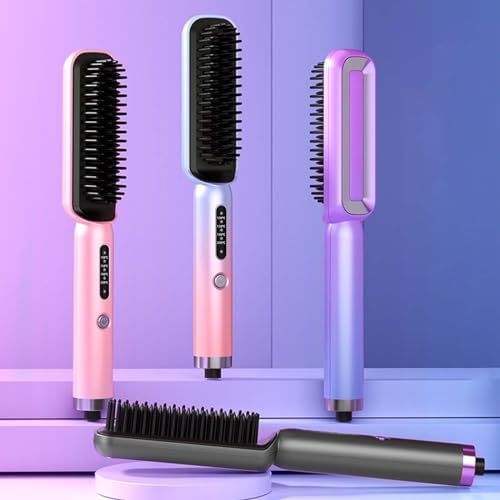 USB Rechargeable Portable Cordless Hair Straightener Brush Anti-Scald Compact Size - Image 3