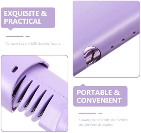 Portable Cordless Rechargeable Hair Straightener Brush and Comb for Women, Purple, 2-in-1 Styling Tool - Image 4