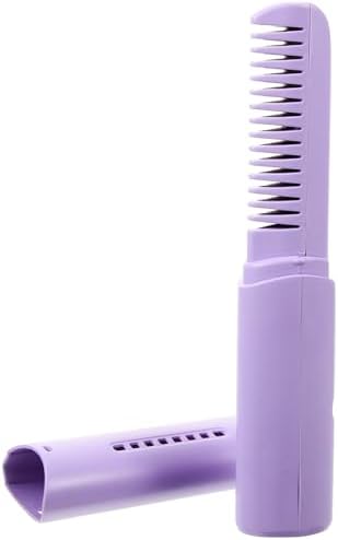 Portable Cordless Rechargeable Hair Straightener Brush and Comb for Women, Purple, 2-in-1 Styling Tool - Image 2