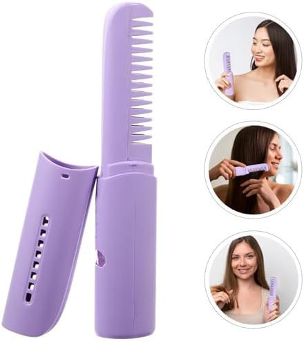 Portable Cordless Rechargeable Hair Straightener Brush and Comb for Women, Purple, 2-in-1 Styling Tool - Image 9