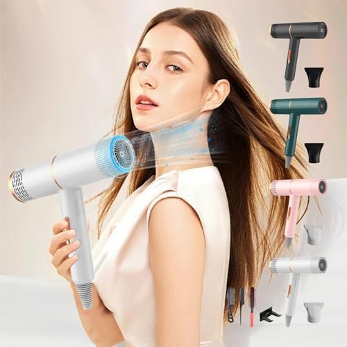 Portable Electric Hair Dryer with Negative Ionic Technology, Lightweight Salon Blow Dryer with Comb and Curling Comb for Home and Travel