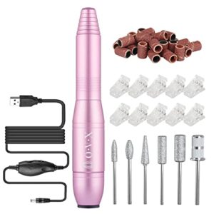 Portable Electric Nail Drill Machine, Professional 20000 RPM USB Manicure Pedicure Drills with 10 PCS Nail Tips Clip