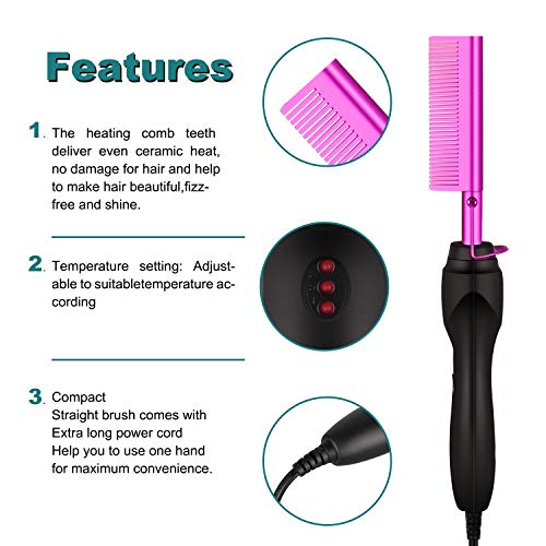 Ceramic Ionic Flat Iron Hair Straightener Brush for Men and Women 2-in-1 Styling - Image 5