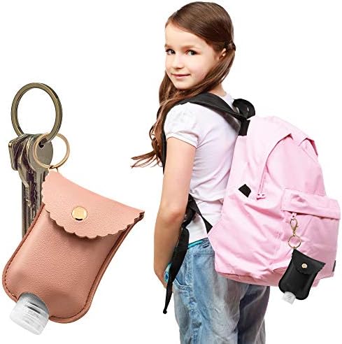 Portable Squeeze Bottle, Empty Leakproof Plastic Travel Bottle with Leather Keychain Holder for Hand Sanitizer, Essential Oil, Refillable Bottle Clips to Diaper Bag, Travel Bag(2oz 2 pack-Pink) - Image 4