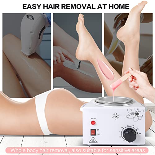 Portable Wax Warmer Machine for Painless Hair Removal, Women Men Professional Wax Heater with Adjustable Temperature Set,20pcs Wax Sticks (White - Single Pot) - Image 6