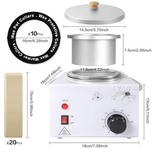 Portable Wax Warmer Machine for Painless Hair Removal, Women Men Professional Wax Heater with Adjustable Temperature Set,20pcs Wax Sticks (White - Single Pot) - Image 4