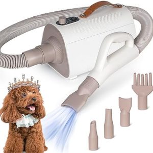 Powerful Pet Hair Dryer with Smart Temperature Control and 4 Nozzles for Home Use