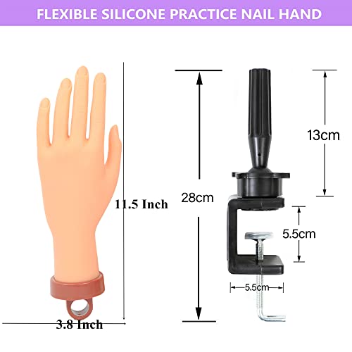 Practice Hand for Acrylic Nails, Professional Nail Practice Hand Fake Hand for Nail Practice Mannequin Hands for Nails Practice Nail Training Practice Hand for Acrylic Nail Kit(with Clamp Holder) - Image 4
