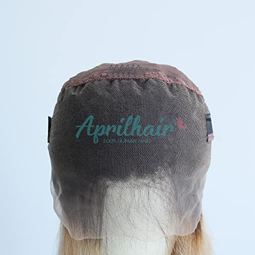 Pre-plucked Ombre #1B/27 Dark Root Honey Blonde 360 Lace Frontal Wigs Straight Glueless 150% Density Brazilian Virgin Human Hair With Baby Hair Full (20" inch, Straight) - Image 4