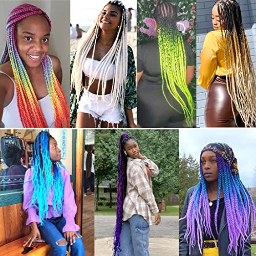 Pre Stretched Braiding Hair Extensions 26 Inch 6 Packs Braid Hair Prestretched Crochet Braids Hair Hot Water Setting High Temperature Synthetic Fiber Premium Yaki Texture(26inch,Black-Dark Blue) - Image 6