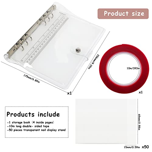 Press On Nail Packaging,Press On Nail Organizer,Removable Loose-Leaf Storage Book for Fake Nail,Nail Display with 50-Piece Nail Display Stand and 10m Nail Tape - Image 5