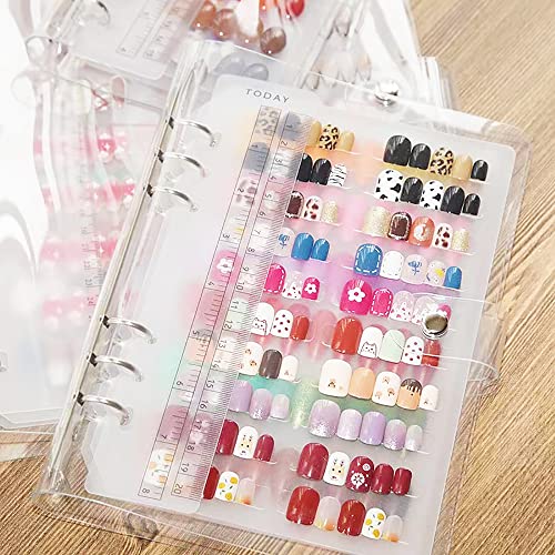 Press On Nail Packaging,Press On Nail Organizer,Removable Loose-Leaf Storage Book for Fake Nail,Nail Display with 50-Piece Nail Display Stand and 10m Nail Tape - Image 2