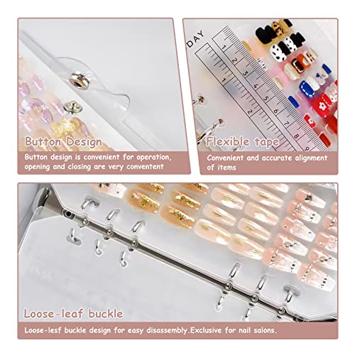 Press On Nail Packaging,Press On Nail Organizer,Removable Loose-Leaf Storage Book for Fake Nail,Nail Display with 50-Piece Nail Display Stand and 10m Nail Tape - Image 3