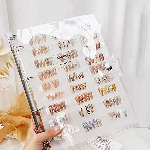 Press On Nail Packaging,Press On Nail Organizer,Removable Loose-Leaf Storage Book for Fake Nail,Nail Display with 50-Piece Nail Display Stand and 10m Nail Tape - Image 7