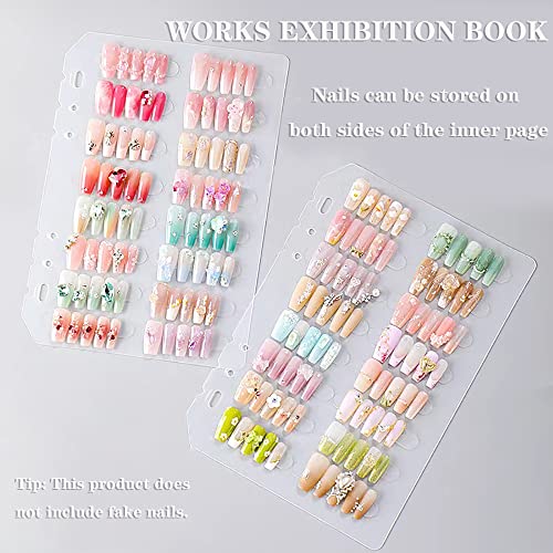 Press On Nail Packaging,Press On Nail Organizer,Removable Loose-Leaf Storage Book for Fake Nail,Nail Display with 50-Piece Nail Display Stand and 10m Nail Tape - Image 6