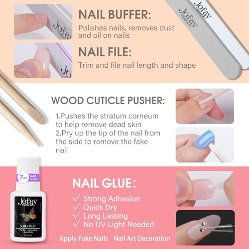 Press on Nails, Jofay Fashion False Nails Tips - Acrylic Nail Tips 10 Pack 240Pcs Nails Press on Acrylic nails Kit Green&Pink Glitter&White Solid Color Artificial False Nails With Nail 7ML Glue - Image 3