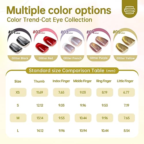 Press On Nails Reusable Handmade CatEye Sparkle Manicure Glitter Effect Custom Nail Medium Coffin Retro Green 10Pics With Professional Nail Kit (M) - Image 8